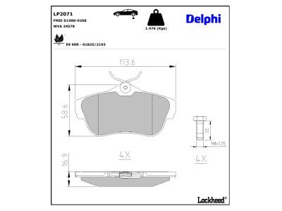 LP2162 Delphi Гальмівні колодки до дисків (з болтами)