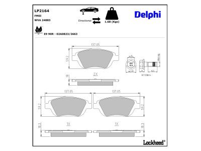 LP2164 Delphi Гальмівні колодки до дисків (з болтами)