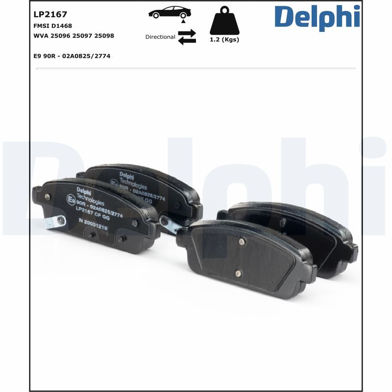 LP2167 Delphi Колодки гальмівні (задні) Opel Astra J 09 - R16 (Ate)