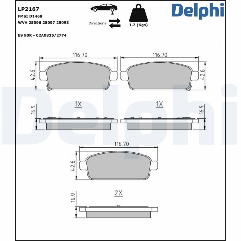 LP2167 Delphi Колодки гальмівні (задні) Opel Astra J 09 - R16 (Ate)