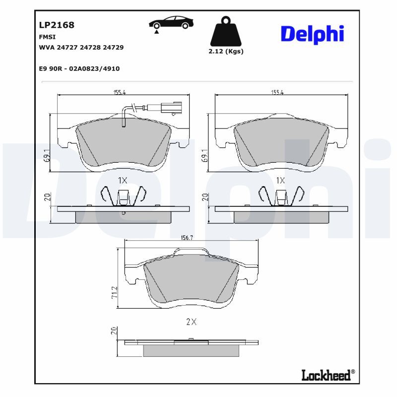 LP2168 Delphi Гальмівні колодки до дисків