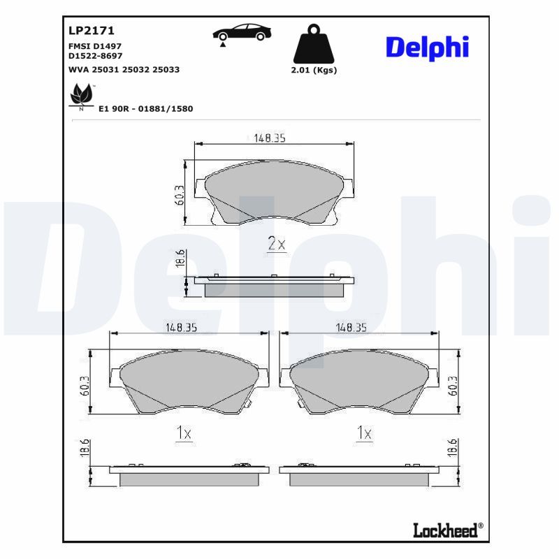 LP2171 Delphi Гальмівні колодки до дисків