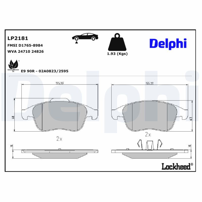 LP2181 Delphi Гальмівні колодки до дисків