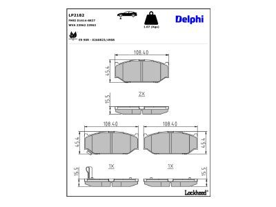 LP2182 Delphi Колодки гальмівні (передні) Suzuki Swift 89-/Changan CX20 10-