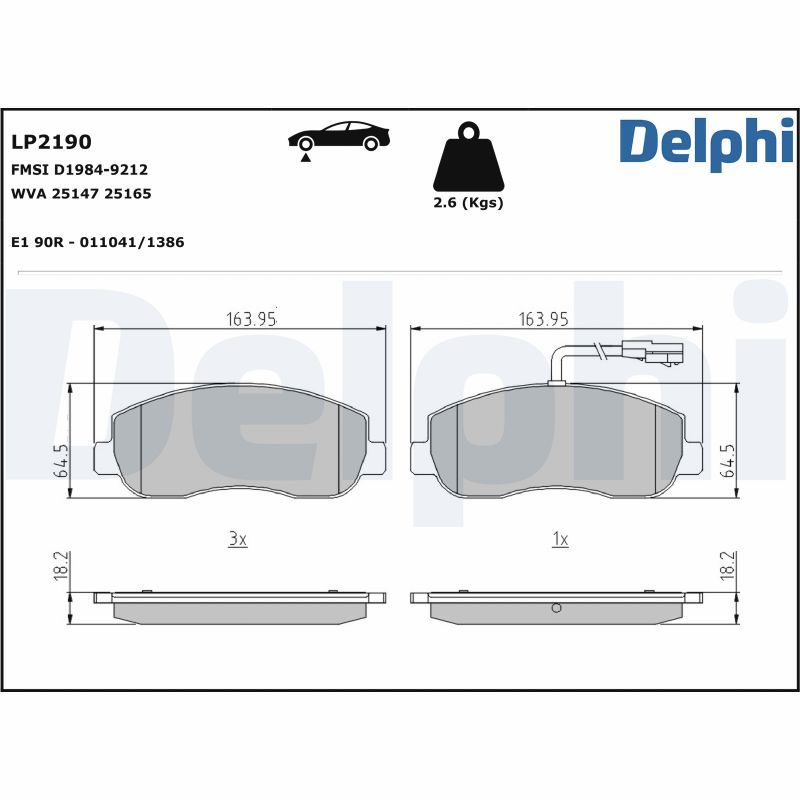 LP2190 Delphi Гальмівні колодки до дисків