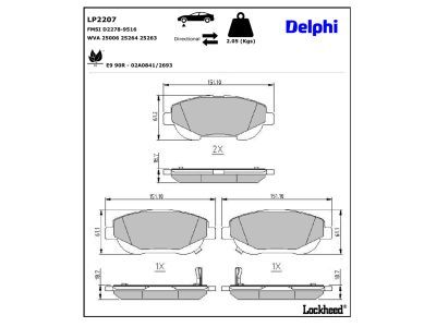 LP2207 Delphi Гальмівні колодки до дисків