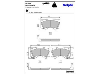 LP2234 Delphi Колодки гальмівні (передні) BMW (F20-21) (F22/F87/F45-46) (F30-31/F34/F80) (F32/F36)