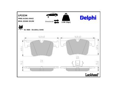 LP2234 Delphi Колодки гальмівні (передні) BMW (F20-21) (F22/F87/F45-46) (F30-31/F34/F80) (F32/F36)