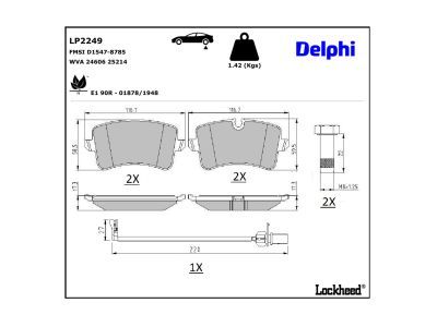 LP2249 Delphi Гальмівні колодки до дисків (з болтами)