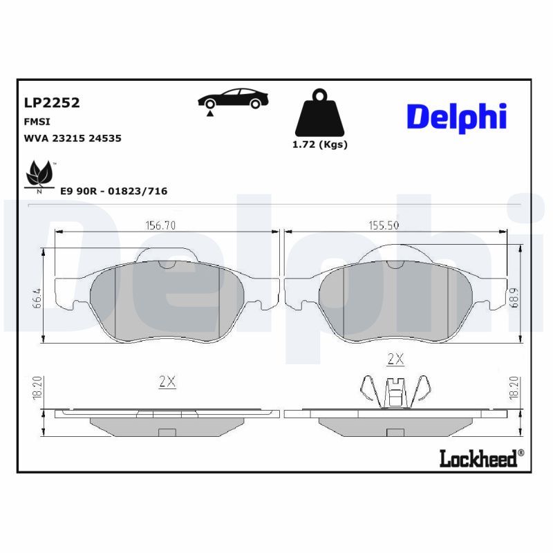 LP2252 Delphi Гальмівні колодки до дисків