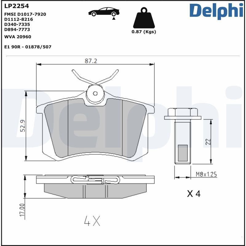 LP2254 Delphi Гальмівні колодки до дисків (з болтами)