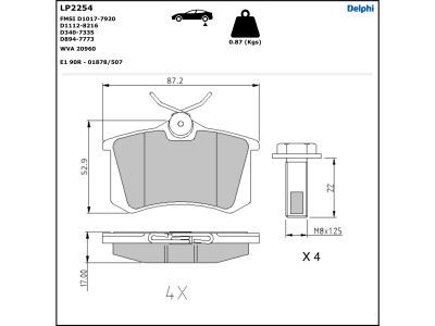 LP2254 Delphi Гальмівні колодки до дисків (з болтами)