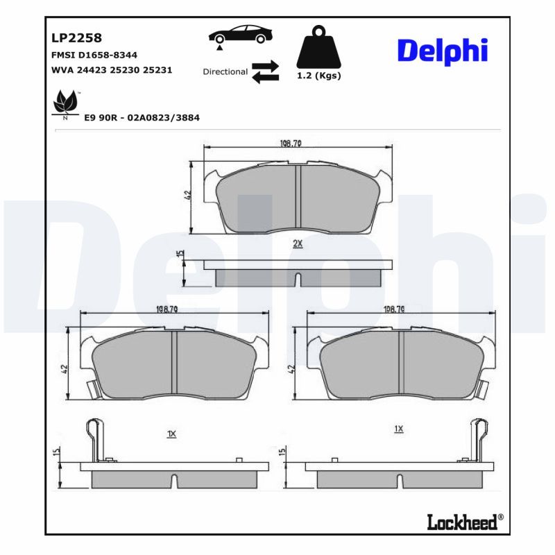 LP2258 Delphi Гальмівні колодки до дисків