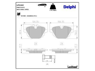 LP2276 Delphi Гальмівні колодки до дисків (з болтами)