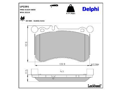LP2291 Delphi Гальмівні колодки до дисків