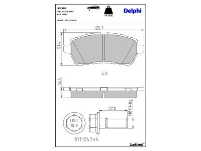 LP2306 Delphi Колодки гальмівні (передні) Ford Fiesta VI 08-/Mazda 2 07-15