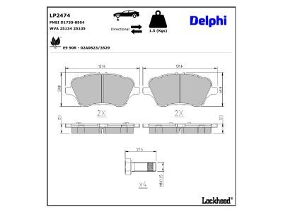 LP2474 Delphi Гальмівні колодки до дисків (з болтами)