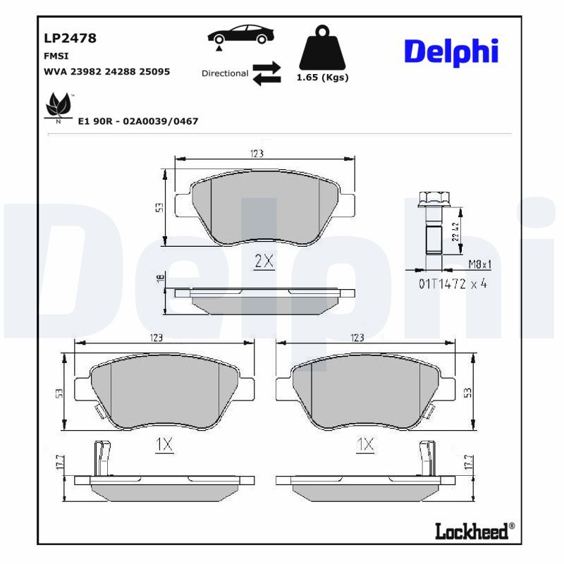 LP2478 Delphi Гальмівні колодки до дисків (з болтами)