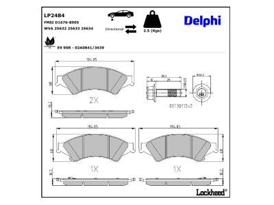 LP2484 Delphi Гальмівні колодки до дисків (з болтами)