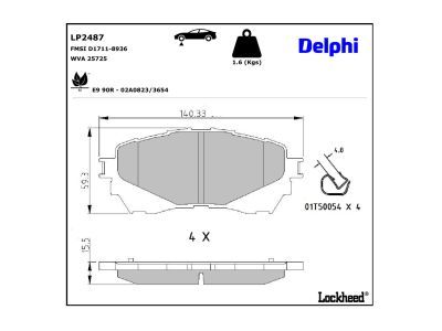 LP2487 Delphi Колодки гальмівні (передні) Mazda 6 12-