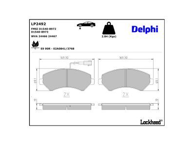 LP2492 Delphi Колодки гальмівні (передні) Citroen Jumper/Fiat Ducato/PeugeotBoxer 2.0-3.0HDi 06- R16