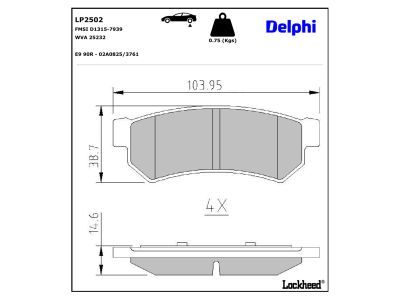 LP2502 Delphi Гальмівні колодки до дисків
