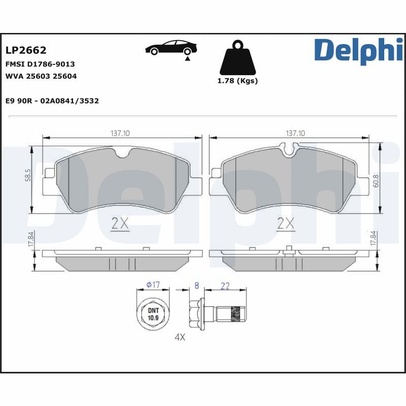 LP2662 Delphi Колодки гальмівні (задні) Ford Transit Custom/Tourneo Custom V362 12-/Transit V363 13-