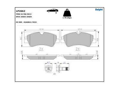 LP2662 Delphi Колодки гальмівні (задні) Ford Transit Custom/Tourneo Custom V362 12-/Transit V363 13-