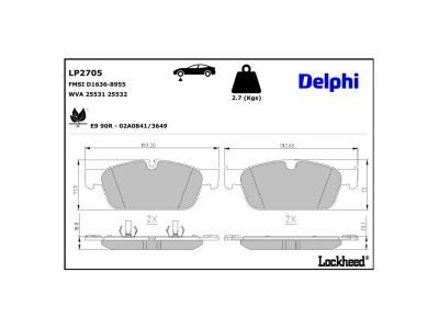 LP2705 Delphi Колодки гальмівні (передні) MB M-class/GLE (W166) 11-18/GL-class (X166) 12-19