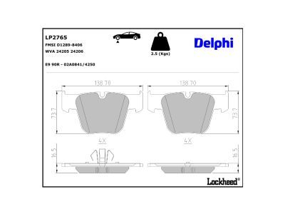 LP2765 Delphi Гальмівні колодки до дисків
