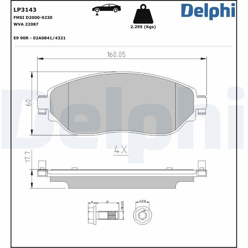 LP3143 Delphi Колодки гальмівні (передні) Renault Trafic III/Opel Vivaro B 14-/Fiat Talento 16-