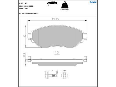 LP3143 Delphi Колодки гальмівні (передні) Renault Trafic III/Opel Vivaro B 14-/Fiat Talento 16-