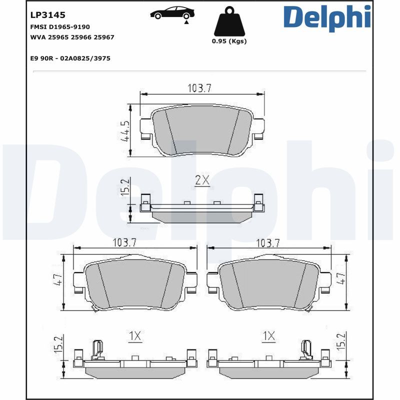 LP3145 Delphi Колодки гальмівні (задні) Nissan Leaf 17-/Qashqai/X-trail 13-/Renault Kadjar 15-