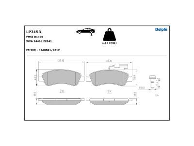 LP3153 Delphi Колодки гальмівні (задні) Citroen Jumper/Fiat Ducato/Peugeot Boxer 06- (+датчики)
