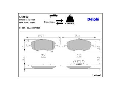 LP3163 Delphi Гальмівні колодки до дисків