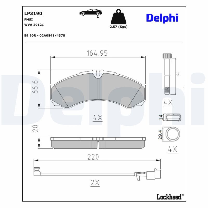 LP3190 Delphi Гальмівні колодки до дисків (з болтами)