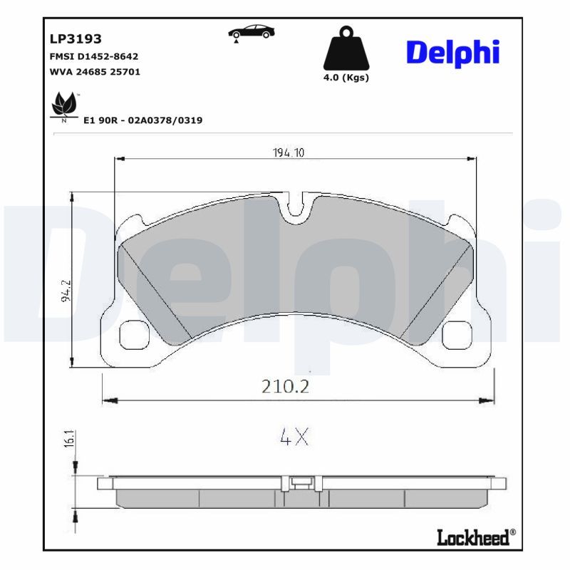 LP3193 Delphi Гальмівні колодки до дисків