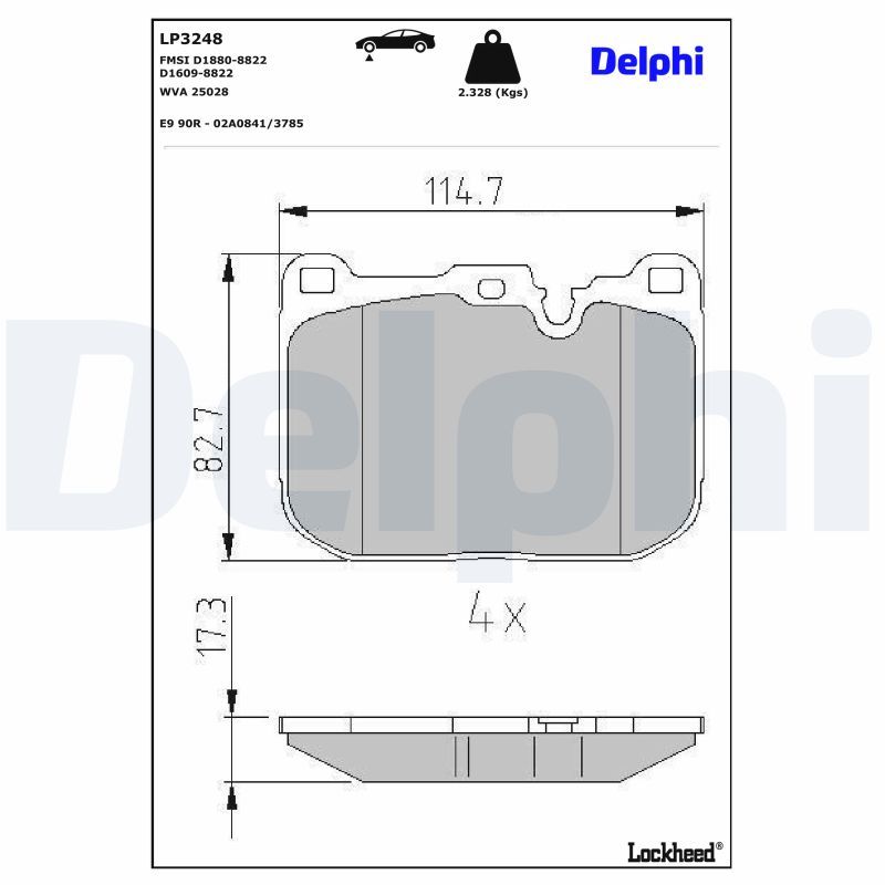 LP3248 Delphi Гальмівні колодки до дисків (з болтами)