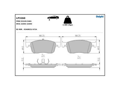 LP3260 Delphi Гальмівні колодки до дисків