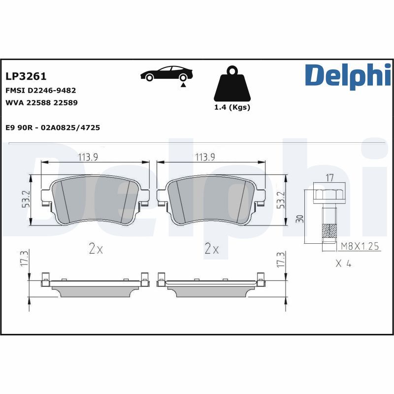 LP3261 Delphi Гальмівні колодки до дисків (з болтами)