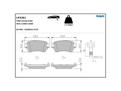 LP3261 Delphi Гальмівні колодки до дисків (з болтами)