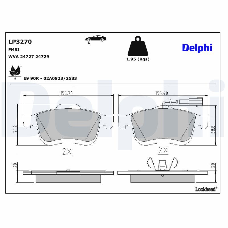 LP3270 Delphi Гальмівні колодки до дисків