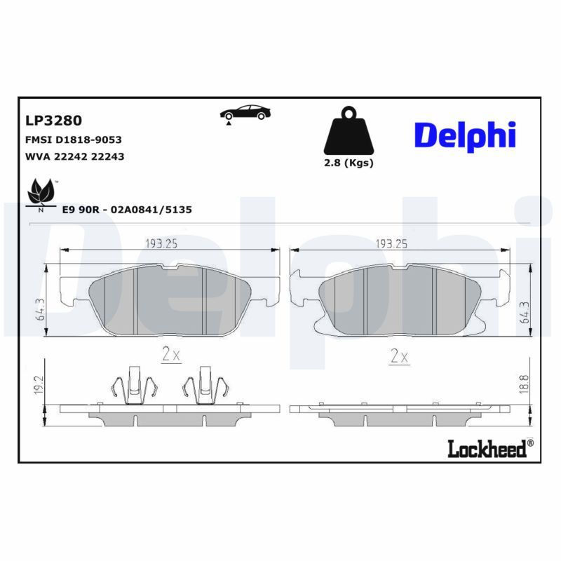 LP3280 Delphi Гальмівні колодки до дисків