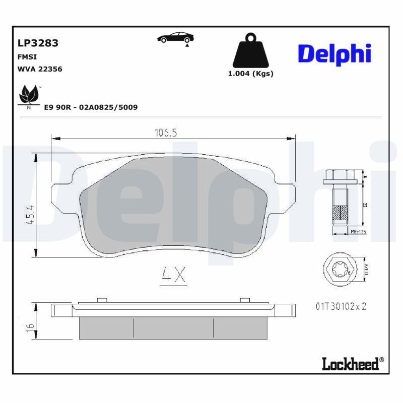 LP3283 Delphi Колодки гальмівні (задні) Renault Megane IV/Scenic IV/Grand Scenic IV/Talisman 16-