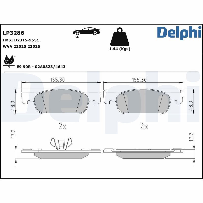 LP3286 Delphi Гальмівні колодки до дисків