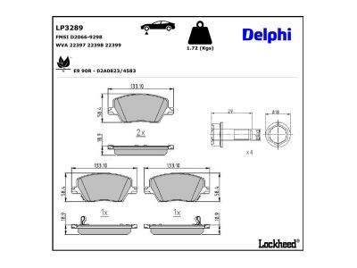LP3289 Delphi Гальмівні колодки до дисків (з болтами)
