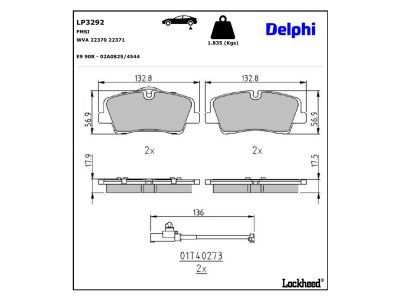 LP3292 Delphi Гальмівні колодки до дисків