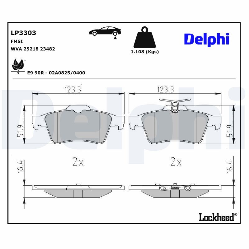 LP3303 Delphi Гальмівні колодки до дисків