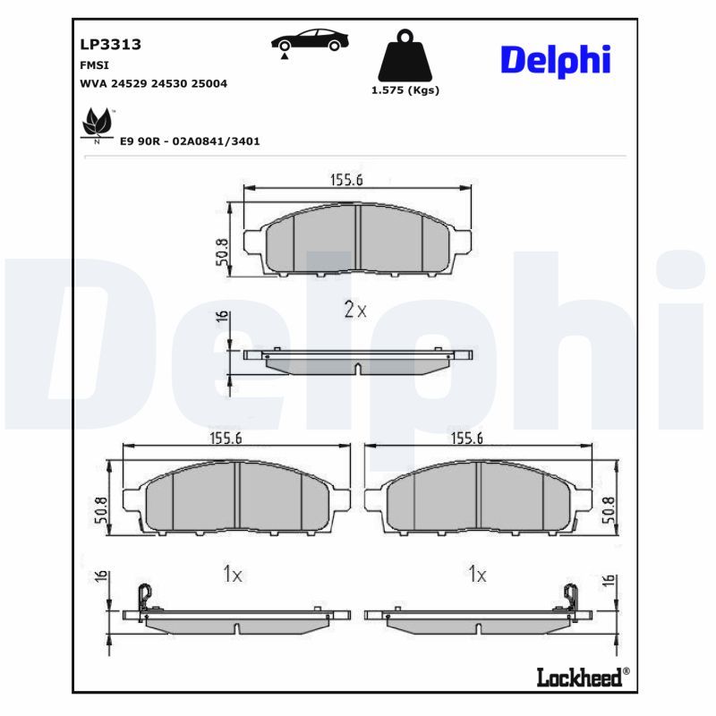 LP3313 Delphi Гальмівні колодки до дисків