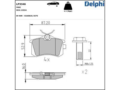 LP3346 Delphi Гальмівні колодки до дисків (з болтами)